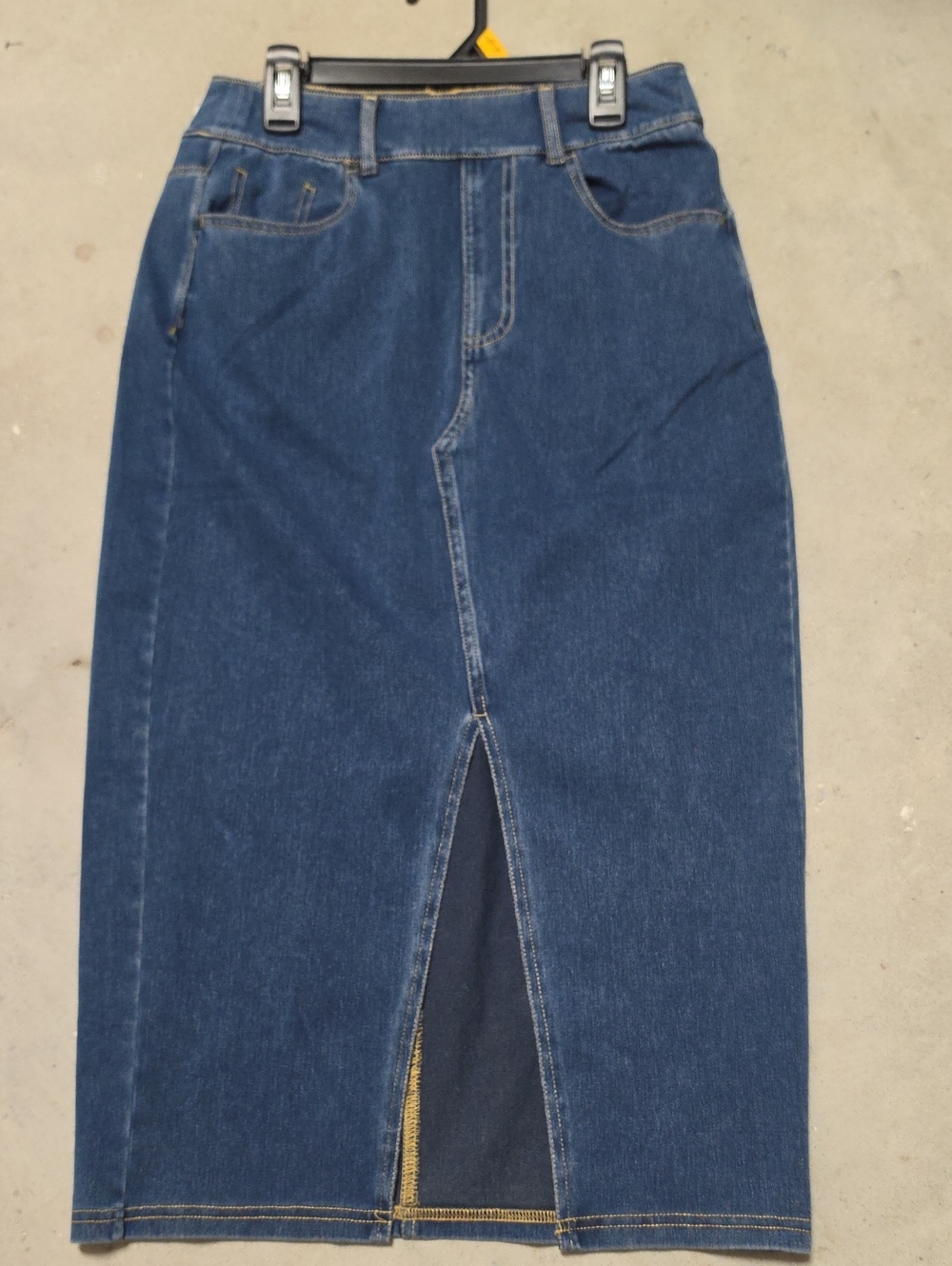 Nwt HALARA Denim Midi Pencil Skirt with Front Vent